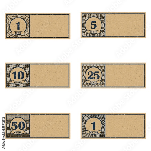 Mockup for 1,5,10,25,50 cent and 1 dollar coupons.