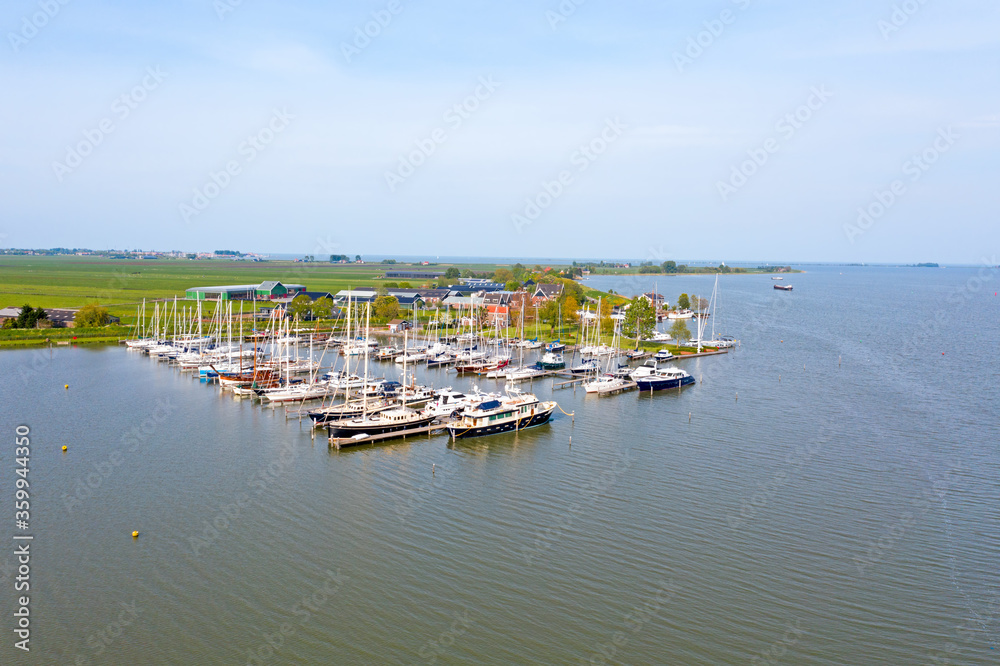 Aerial from the harbor from Monnickendam in the Netherlands