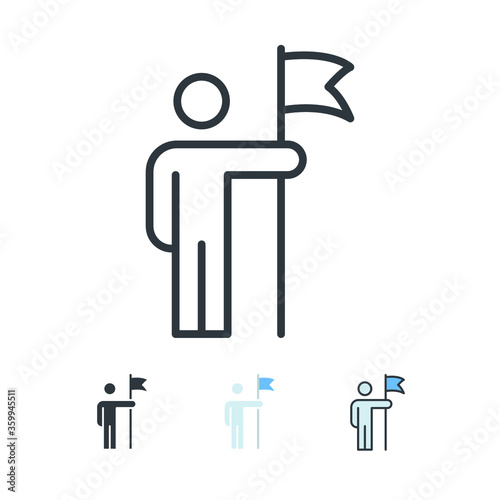 Personal achievement reach goal and mission. Strengthening leadership, career advancement, and self actualization concept. Self improvement icon. Vector illustration design on white background. EPS10