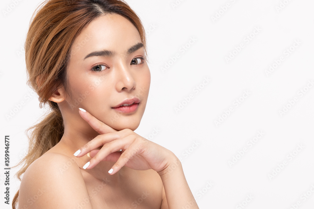 Beauty asian women touching soft chinskin close up face beauty. Beauty asian women touching soft chinskin close up face beauty.