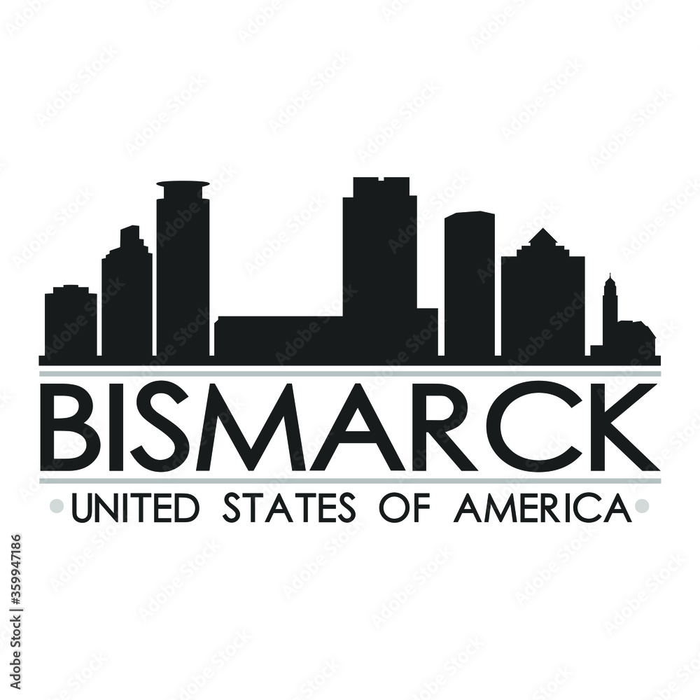 Bismarck Skyline Silhouette Design City Vector Art Famous Buildings