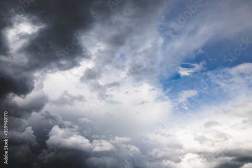 gloomy clouds covering the blue sky