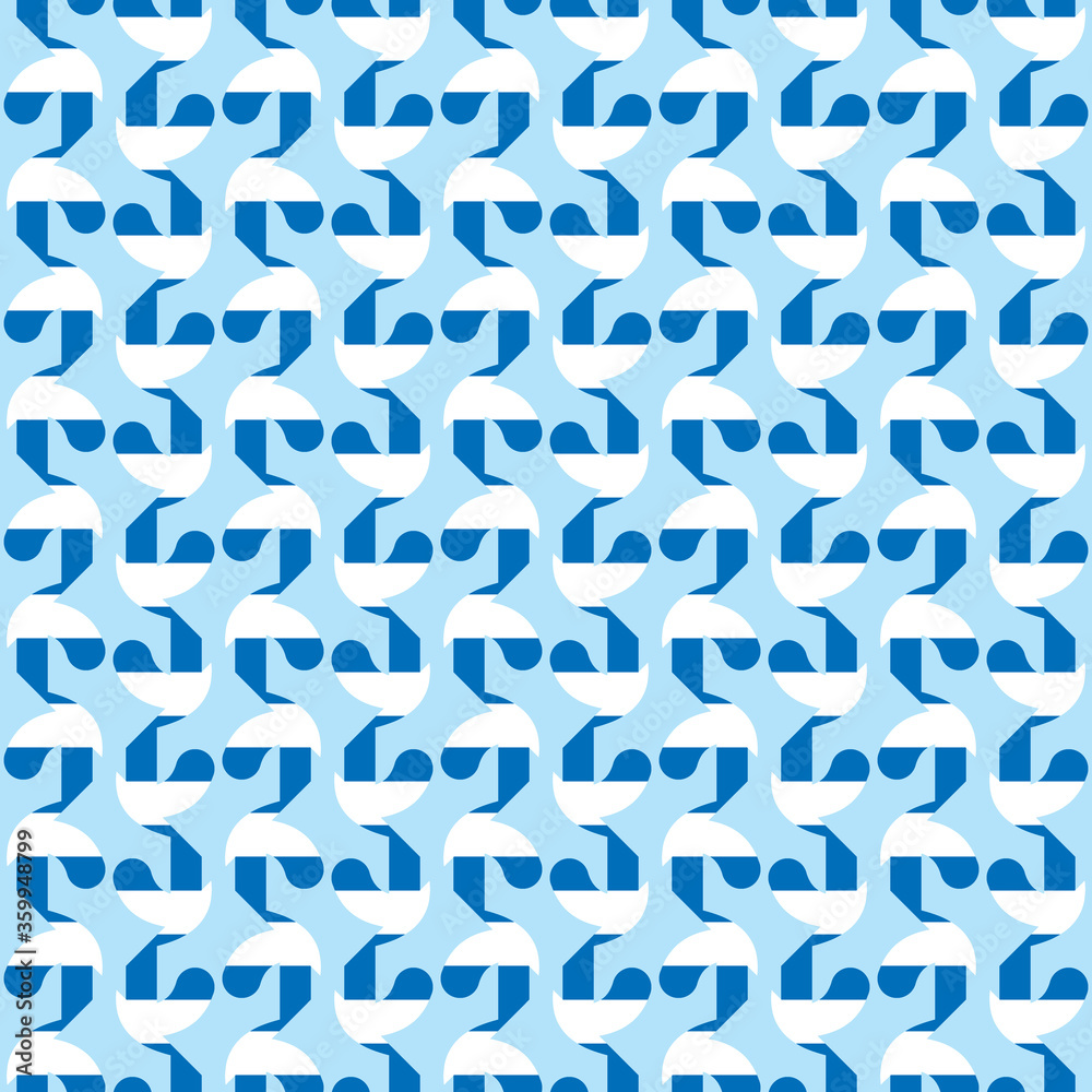 Vector seamless pattern texture background with geometric shapes, colored in blue, white colors.