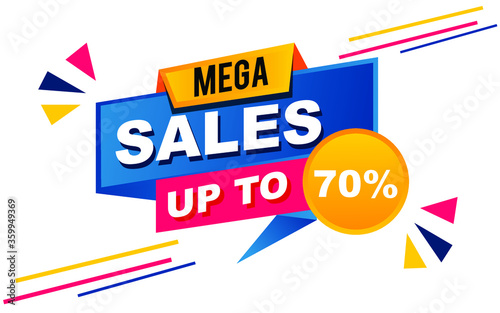 Sale banner template design. Mega sale special offer banner