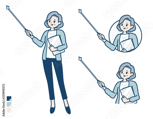 simple senior woman_pointing-stick-A