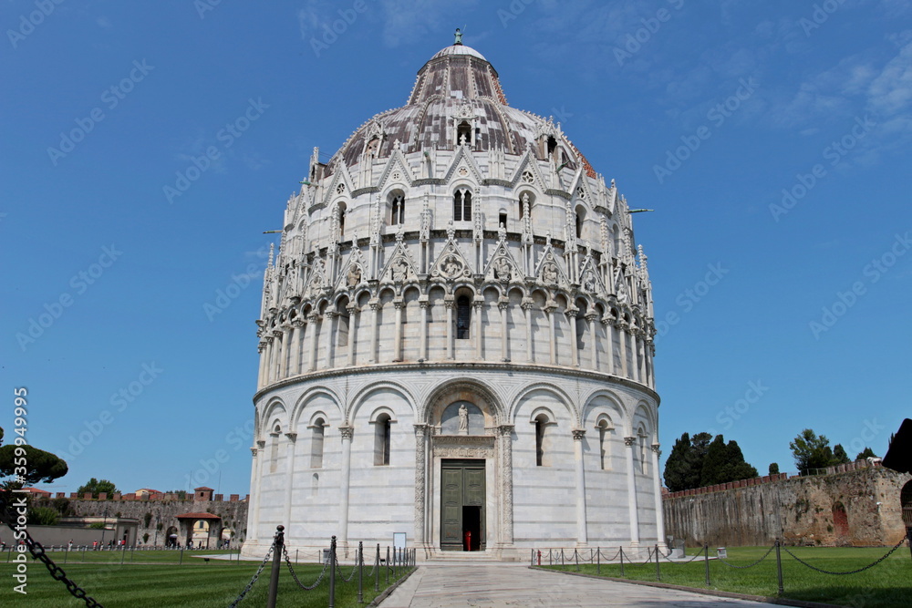 The Baptistery of San Giovanni, one of the monuments of the square of miracles in Pisa
