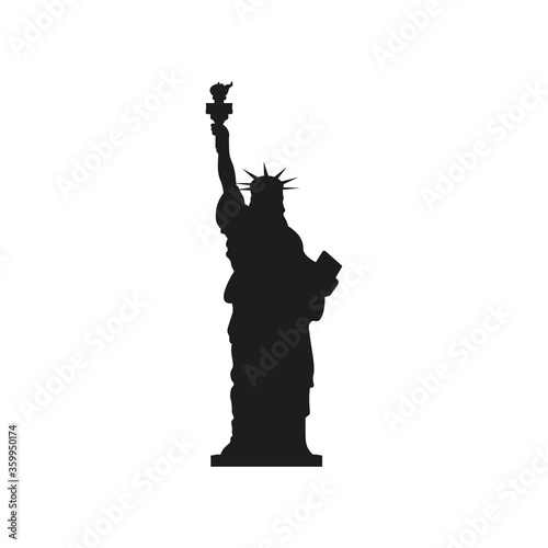 Statue of Liberty. Vector black Silhouette.