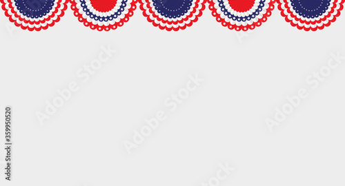 US Flag Buntings isolated on gray background.