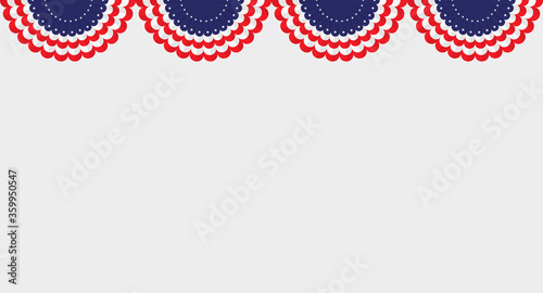 US Flag Buntings isolated on gray background.