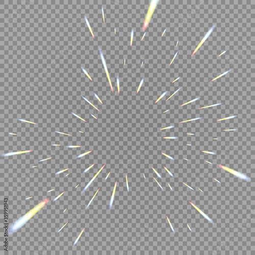 Holographic transparent reflections flare isolated on transparent background. Vector illustration
