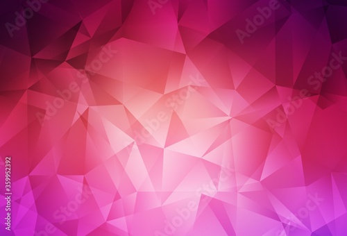 Light Pink, Yellow vector triangle mosaic template. Triangular geometric sample with gradient. Brand new style for your business design.