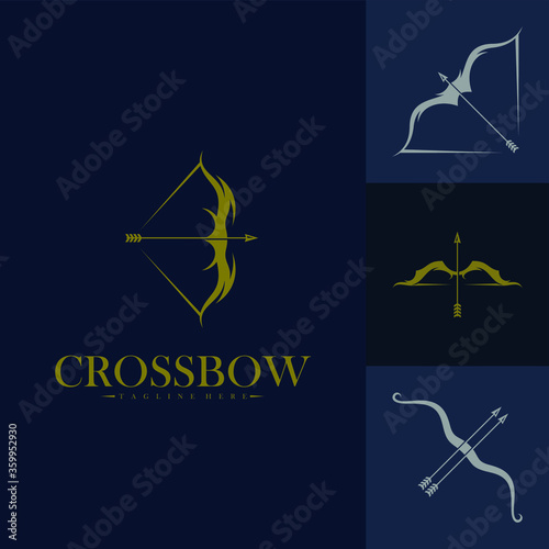 Set of crossbow logo vector design template, simple and creative design