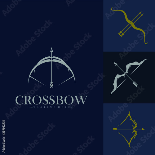 Set of crossbow logo vector design template, simple and creative design