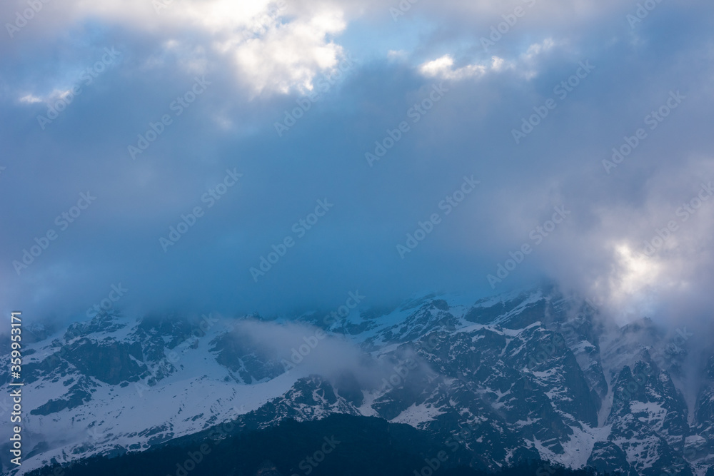 mountain peak and blue clouds in the morning mountain peak and blue clouds in the morning