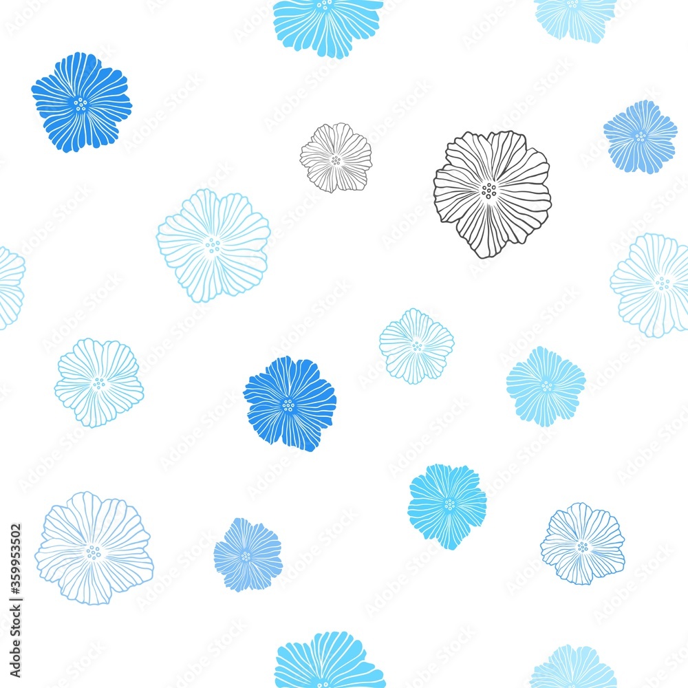 Light BLUE vector seamless doodle background with flowers. Illustration with colorful abstract doodle flowers. Template for business cards, websites. Light BLUE vector seamless doodle background with flowers. Illustration with colorful abstract doodle flowers. Template for business cards, websites.