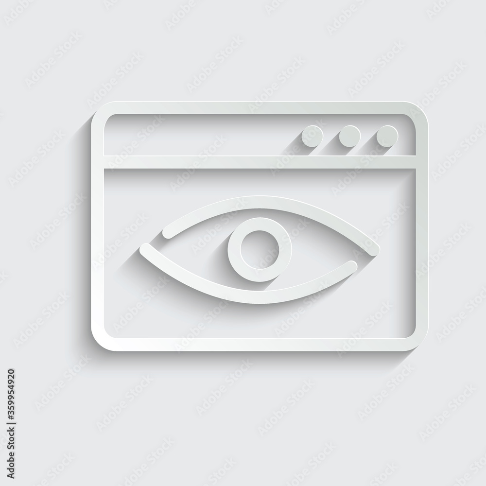 paper Browser and eye icon, view browser icon black vector paper Browser and eye icon, view browser icon black vector