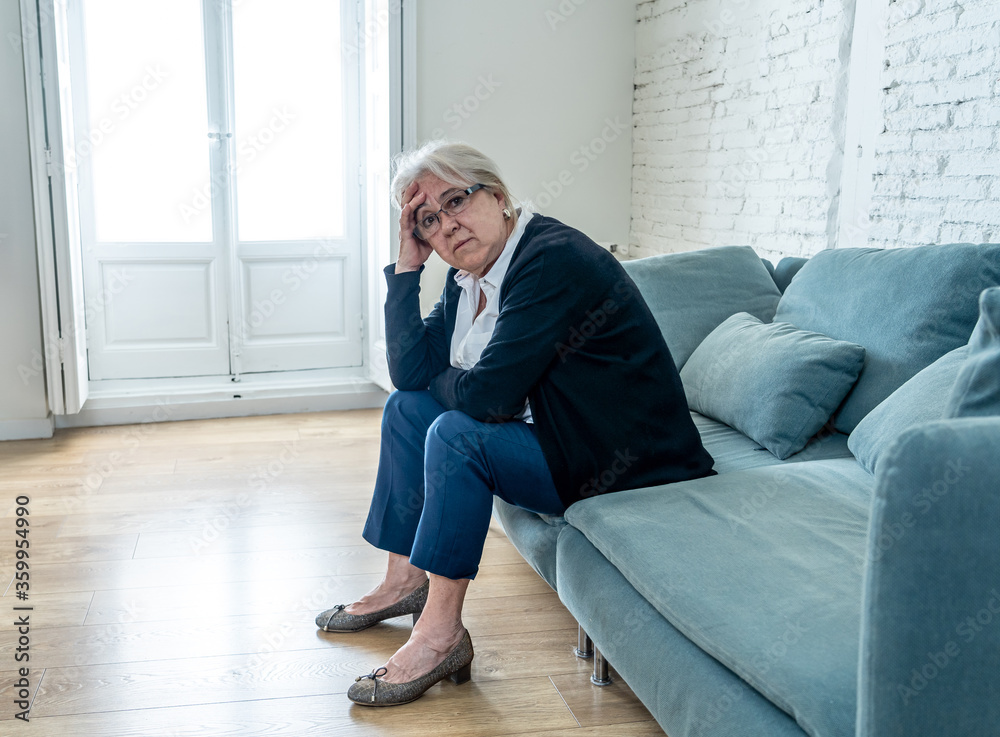 Senior widow woman lonely and sad feeling depressed at home Senior widow woman lonely and sad feeling depressed at home