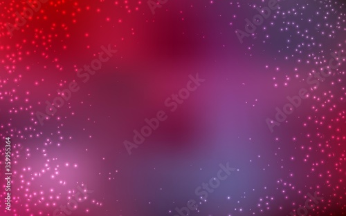 Light Pink, Red vector texture with milky way stars. Shining illustration with sky stars on abstract template. Pattern for futuristic ad, booklets.