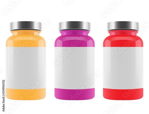 liquid-filled bottles of several colors