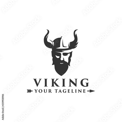 Viking Head Logo Template Isolated on White Background, Vector Illustration EPS10. Symbol, Icon, Concept