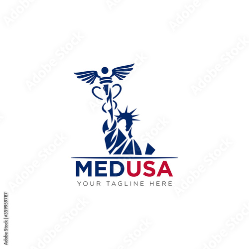 medusa logo, creative silhouete libarty and  medis vector