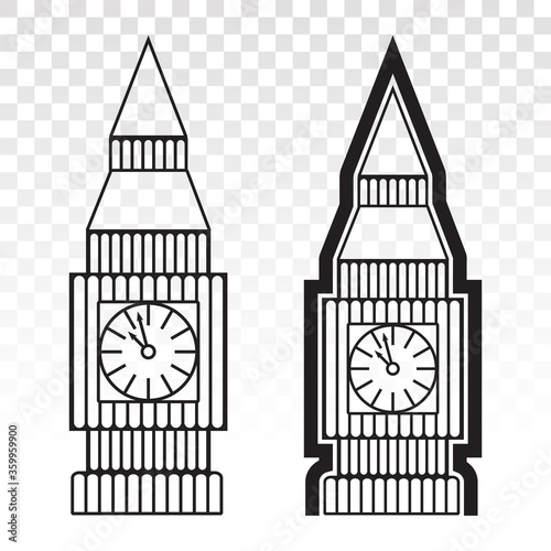 Big Ben / Clock tower london - line art icon for apps and websites