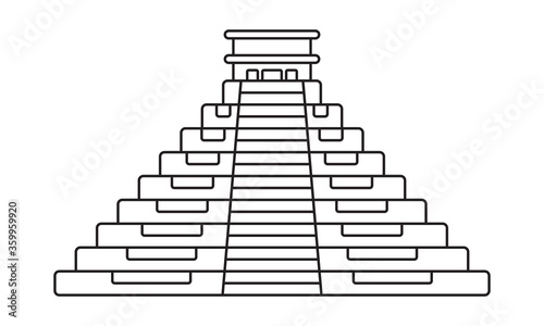 Ancient el Castillo pyramid line art icon for apps and websites photo