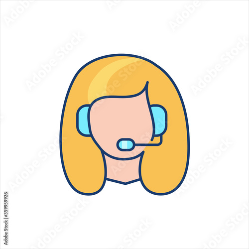 color icon, consultant girl with headset
