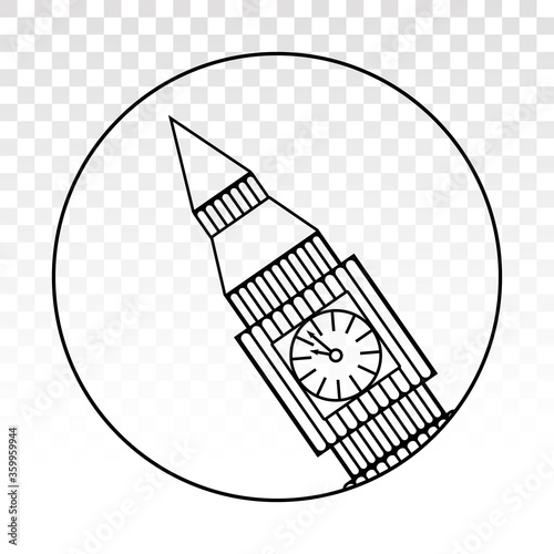 Big Ben / Clock tower london - line art icon for apps and websites