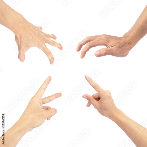 hand gestures in collection multiple with close up isolated on white background