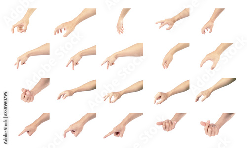 hands of man collection are in gestures isolated on white background