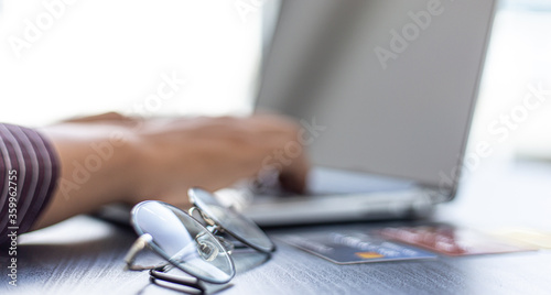 Young business men print computers on their desks photo