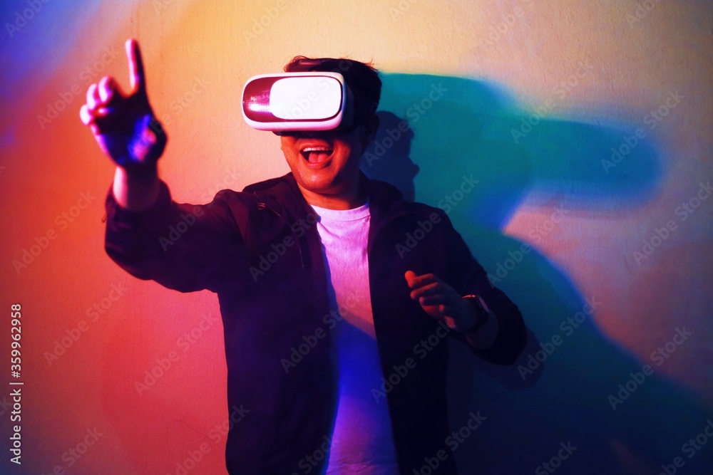 young man with glasses of virtual reality. young man with glasses of virtual reality.