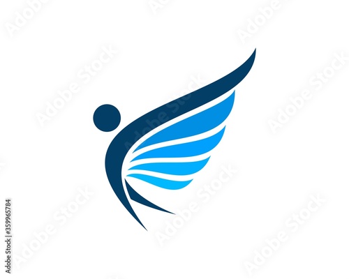 Abstract people with blue wings