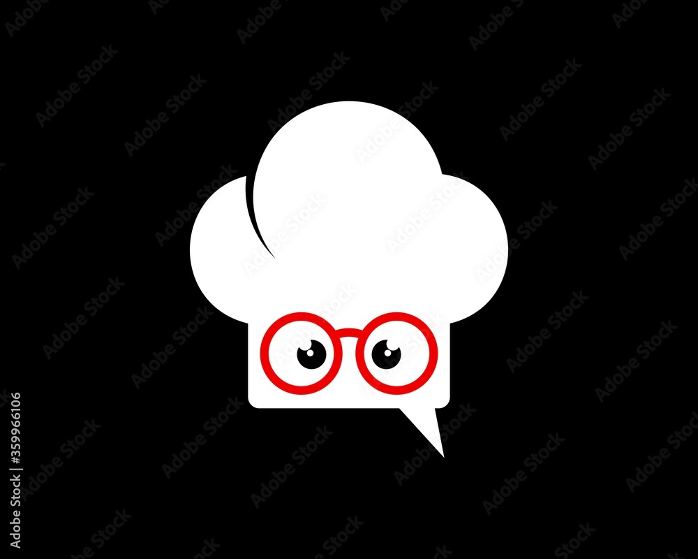 Geek chef bubble chat with eyeglass Geek chef bubble chat with eyeglass