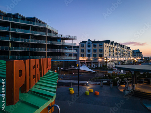 Aerial of Long Branch Pier Village During Covid19 Coronavirus Pandemic photo