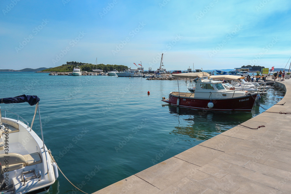 Pakostane/Croatia-July 24,2017: Full marina at town of Pakostane during tourist season and beautiful summer warm weather