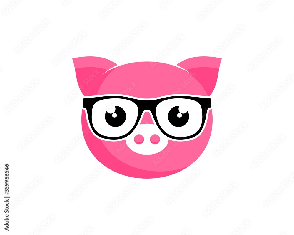Geek pig with eyeglass