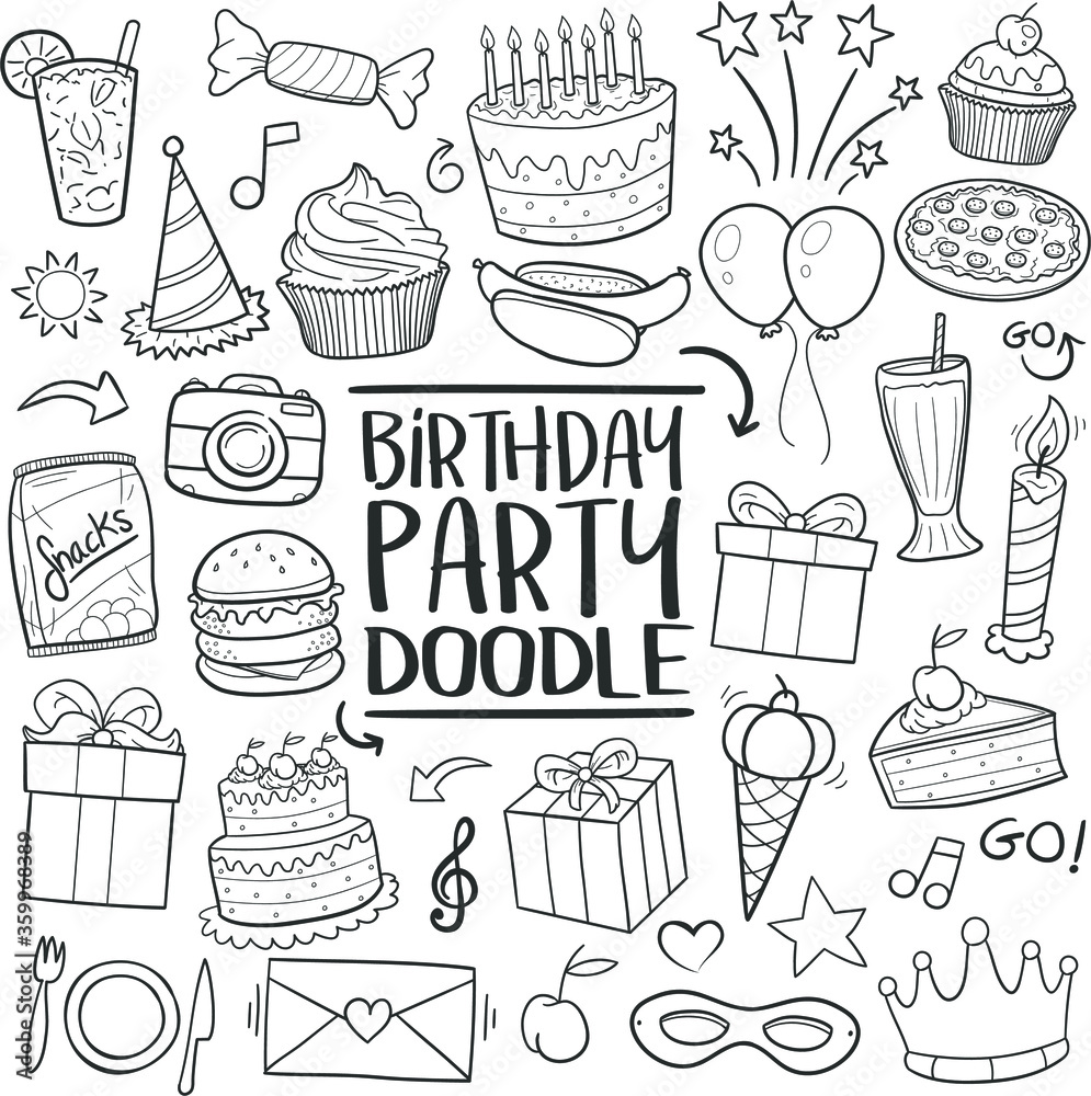 Sketch Clipart Set Of Birthday Party Royalty Free SVG Cliparts Vectors  And Stock Illustration Image 30653916