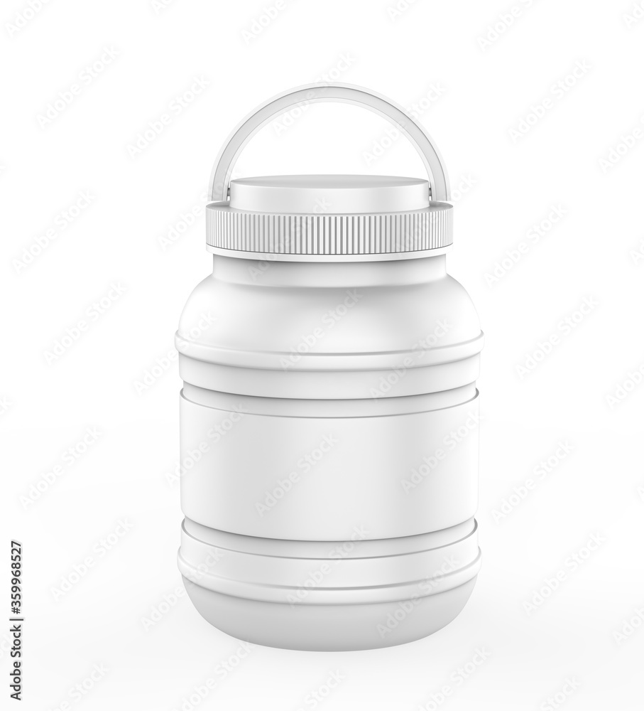 Obraz premium Plastic Jar With Handle Mock up isolated on a white background. 3d illustration