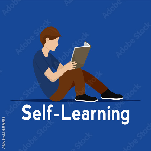 Young man reading a book