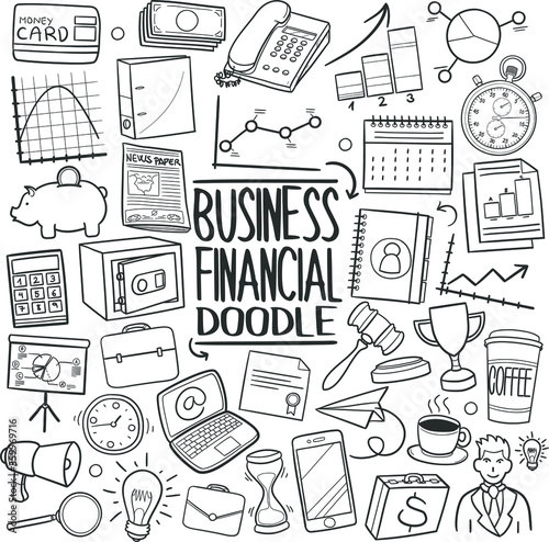 Business Financial  Doodle Icons Sketch Hand Made