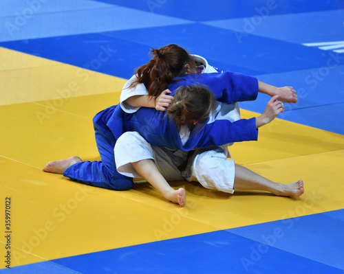 Girls compete in Judo