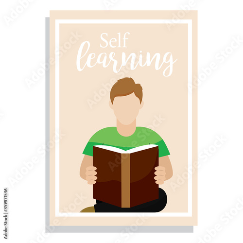 Young man reading a book