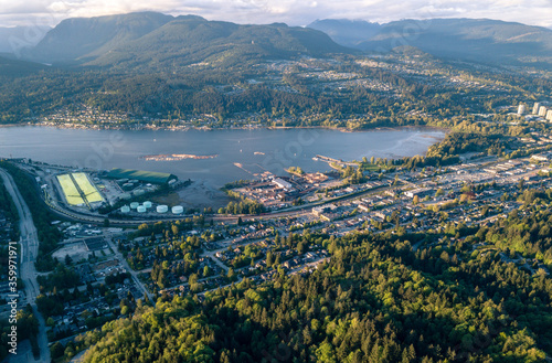 Aerial view of Port Moody, in Vancouver British Columbia Canada