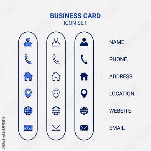 Modern business card icon design set