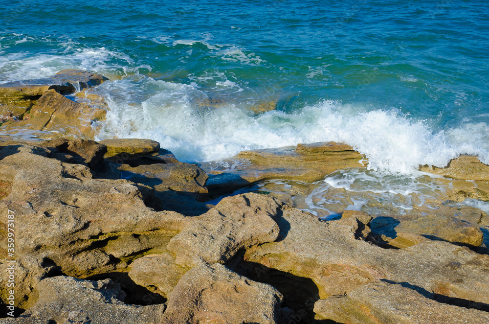 Florida-Coquina Rock Formations on Atlantic Ocean Beach