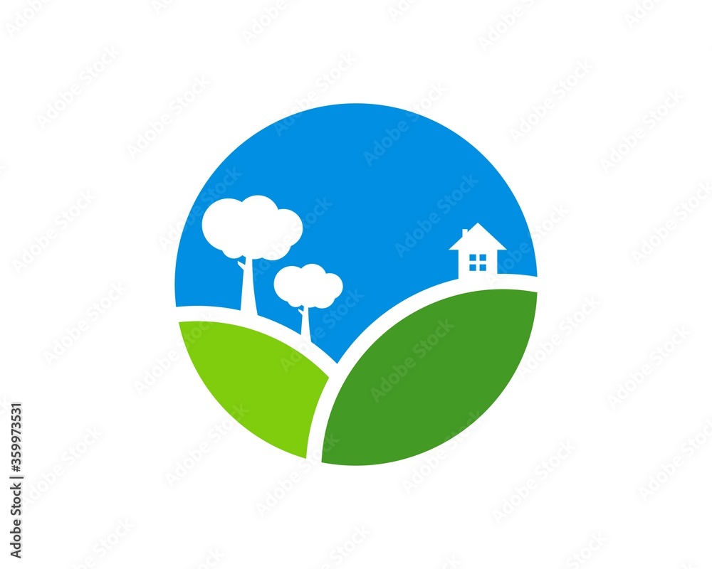 Fototapeta premium Tree and farm house