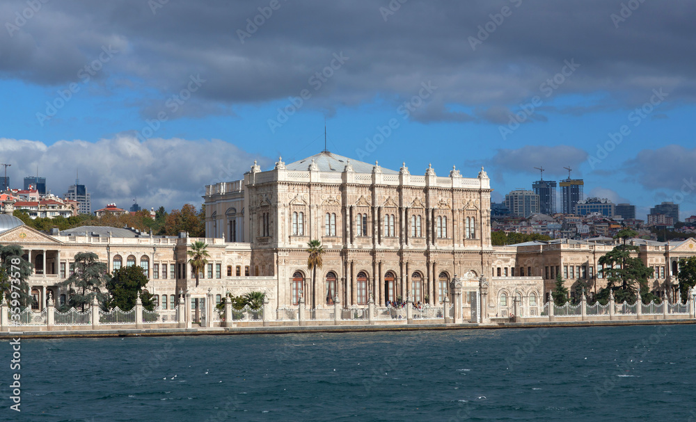 Dolmabahce Palace in Besiktas district, on the European coast of the Bosphorus in Istanbul, Turkey