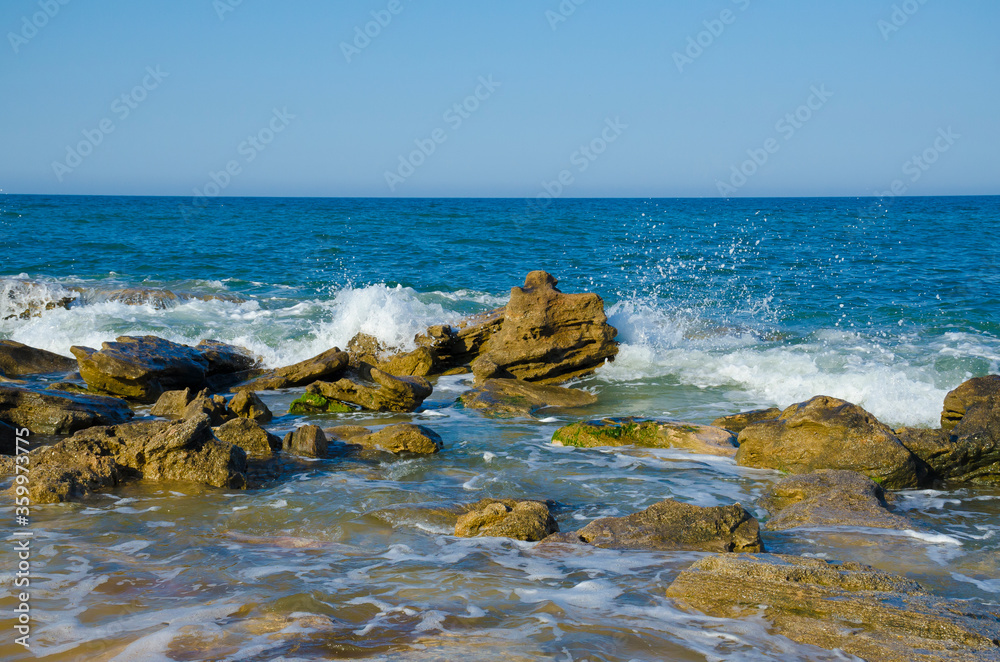 Florida-Coquina Rock Formations on Atlantic Ocean Beach
